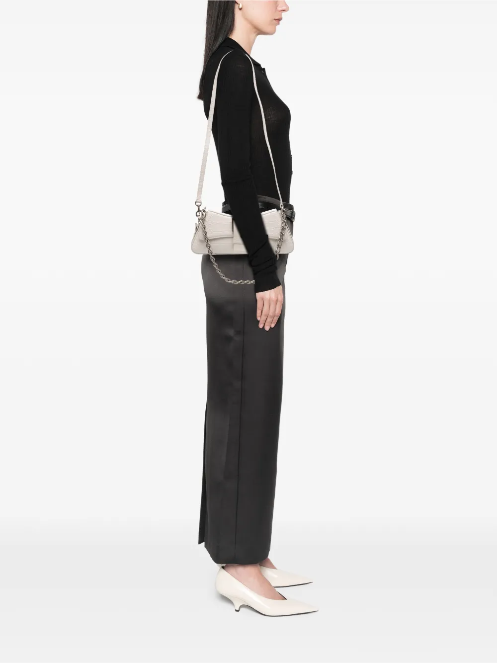 Balenciaga Pre-owned Petit Sac à Bandoulière Lindsay En Cuir Effet Peau De Crocodile (2022) - Blanc 