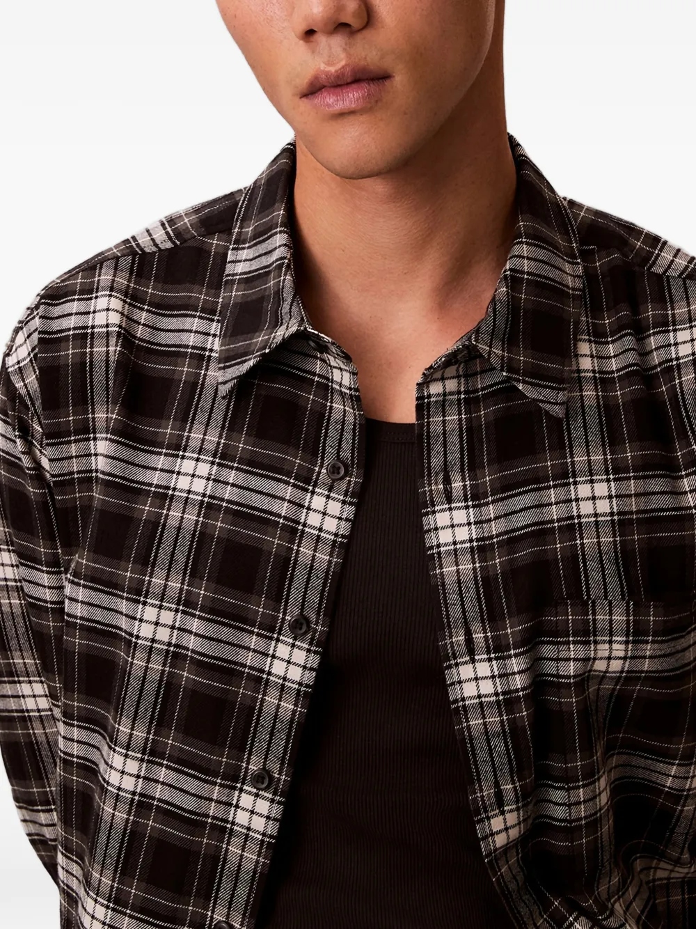  Calvin Klein Long-sleeved Checked Shirt - Brown 