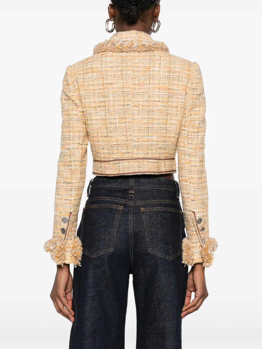 ETRO Tweed jack met franje afwerking Geel