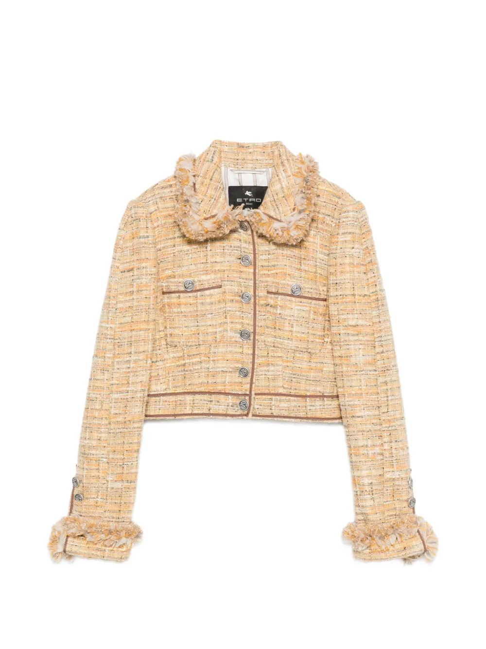 ETRO fringe-trim tweed jacket - Toni neutri
