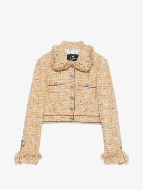 ETRO chamarra de tweed con flecos