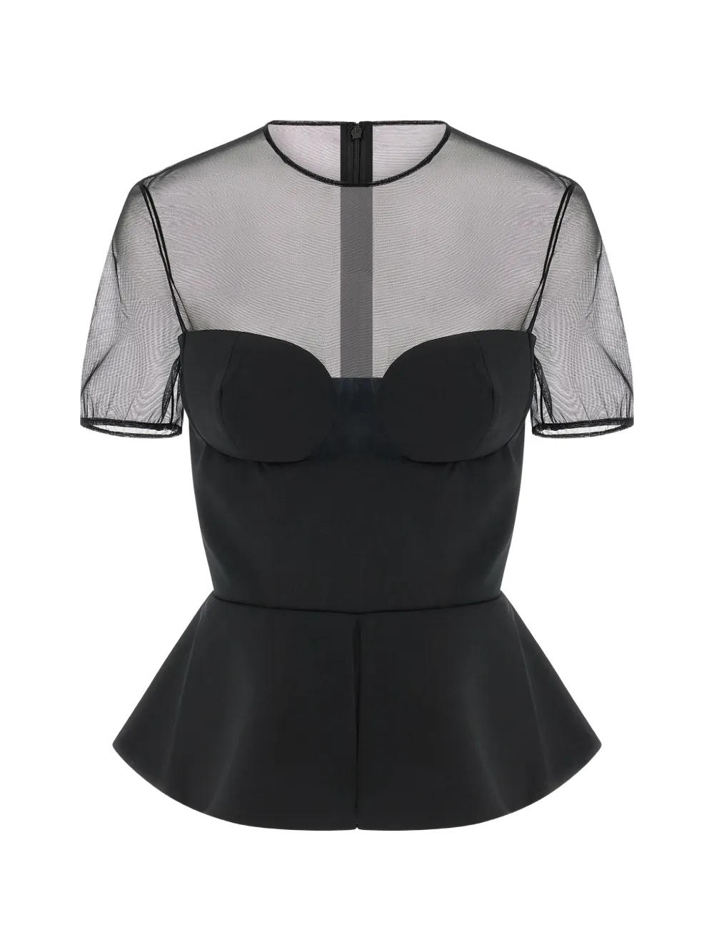 Nensi Dojaka sheer-neckline blouse - Nero