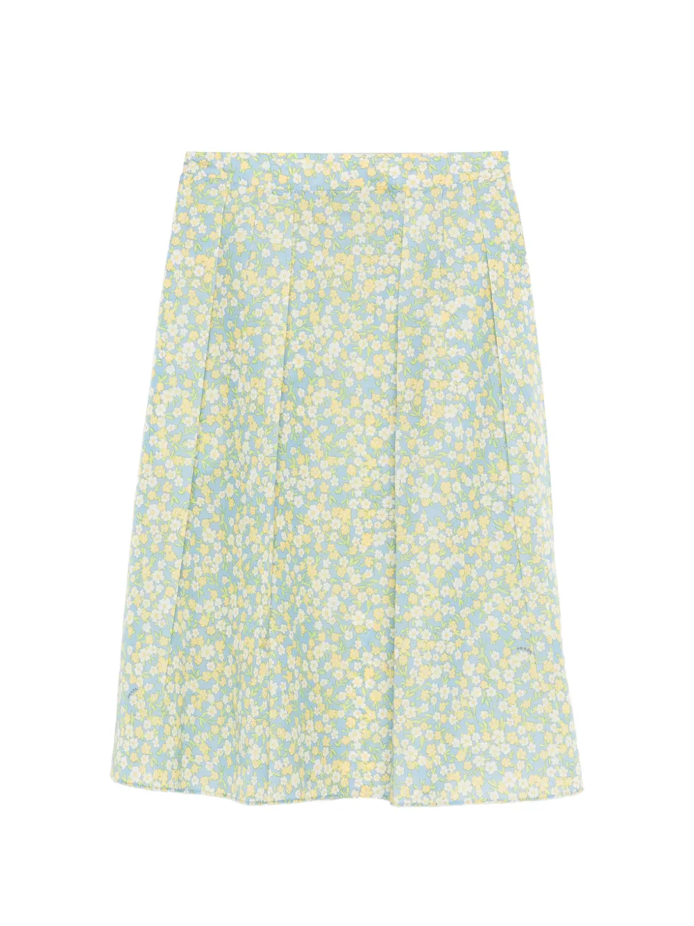 Prada floral-print pleated midi skirt - Blu