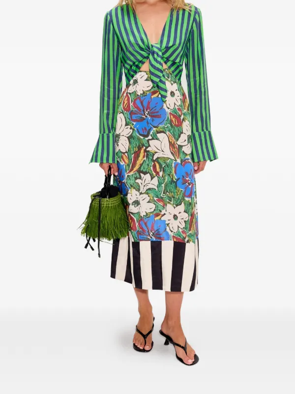 Simon Miller Zelene floral-print Striped Maxi Dress | Green | FARFETCH JO
