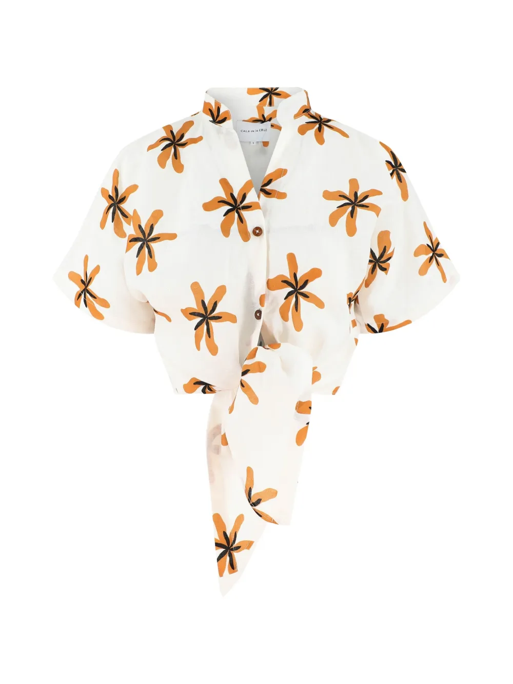 Cala de la Cruz tie-detail floral-print top - Bianco