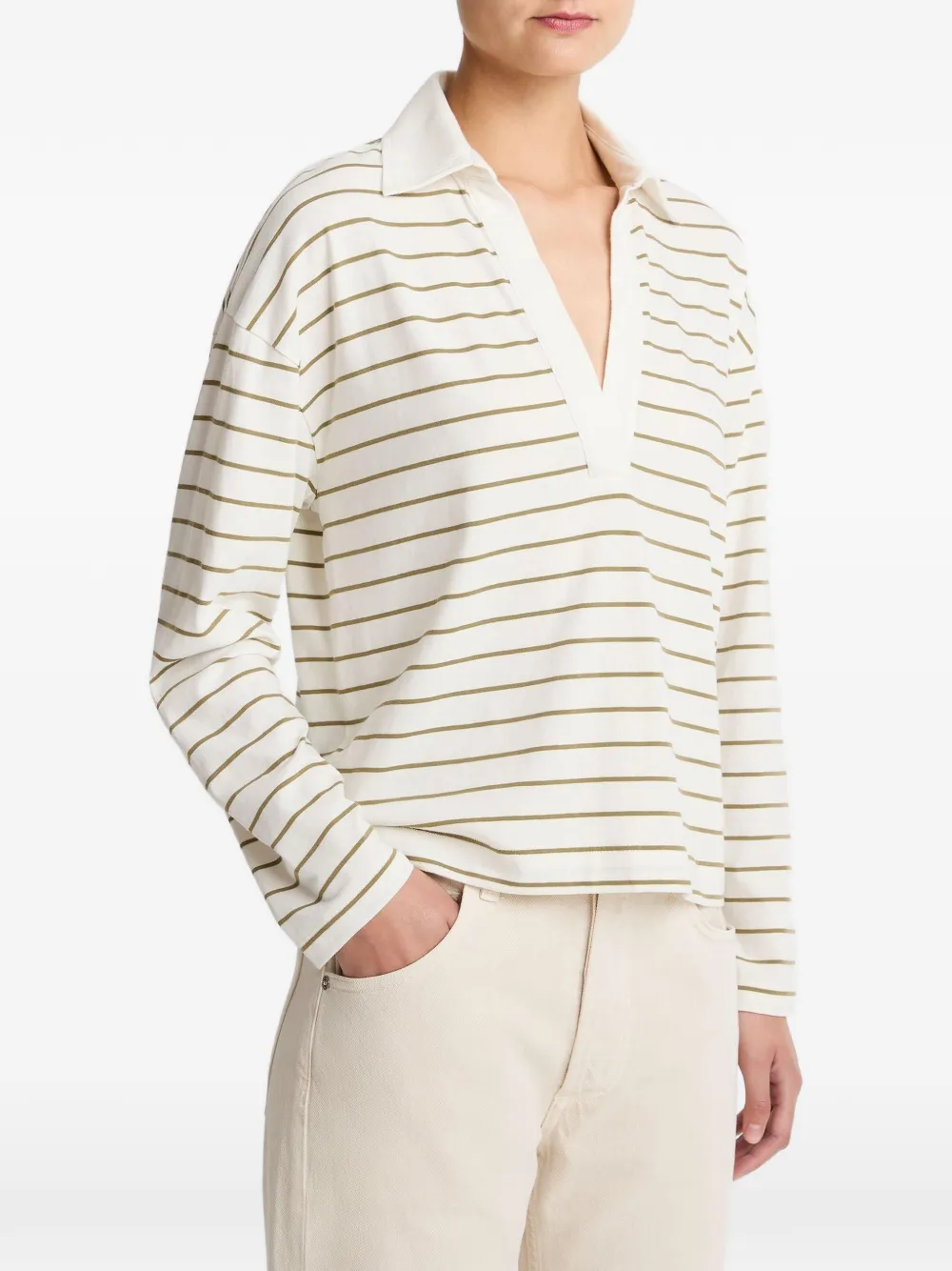  Vince Striped V-neck T-shirt - Neutrals 