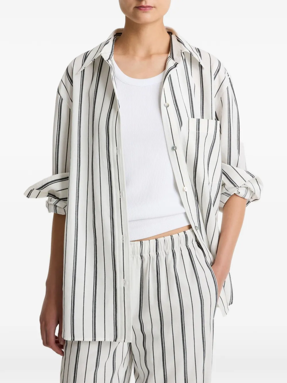 Vince striped pocket shirt - Bianco