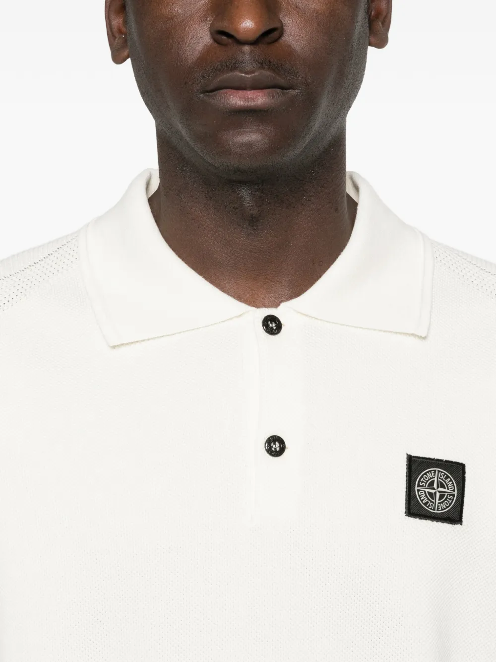 Stone Island 5100030 katoenen poloshirt met stiksels Beige