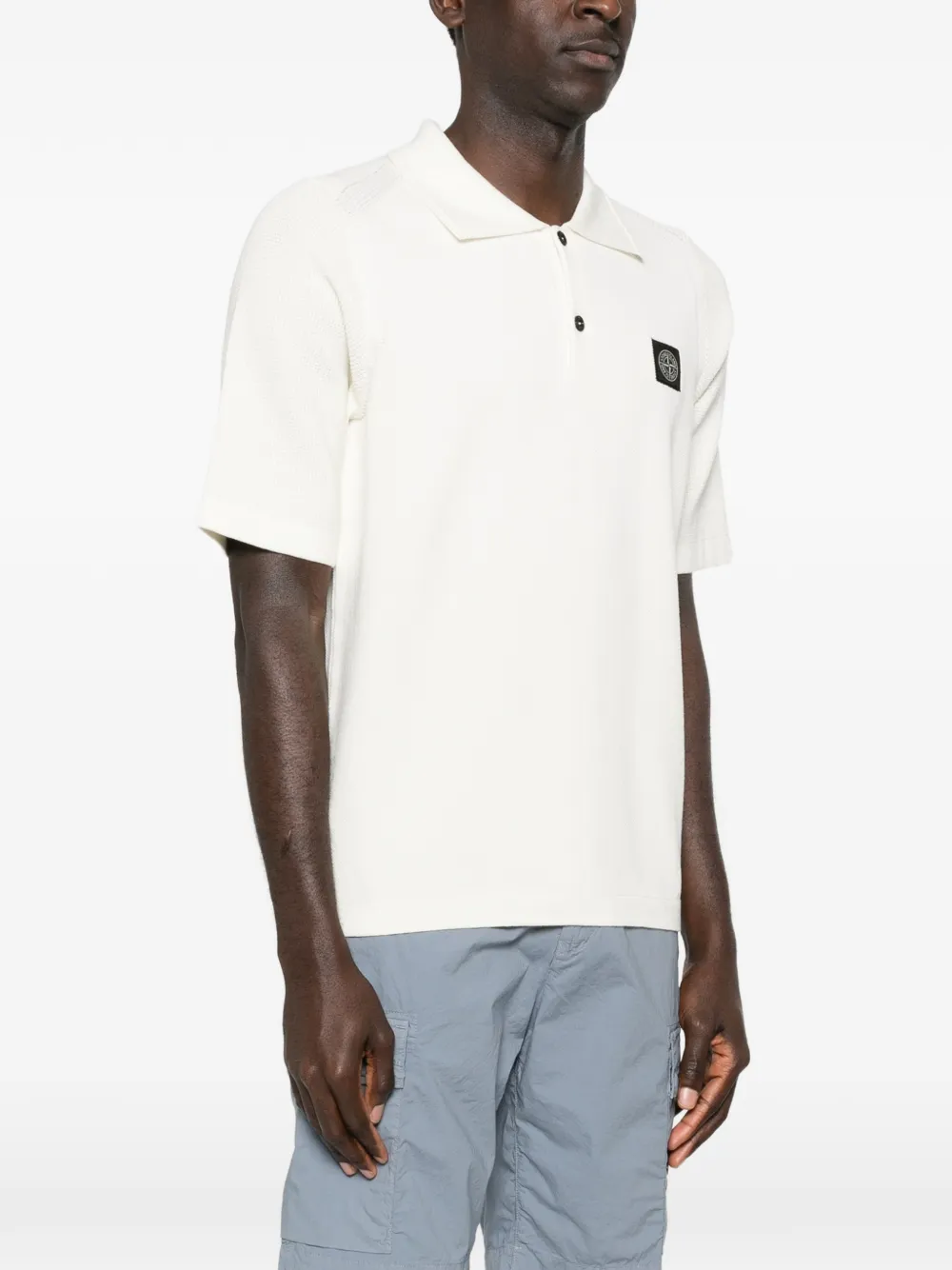 Stone Island 5100030 katoenen poloshirt met stiksels Beige