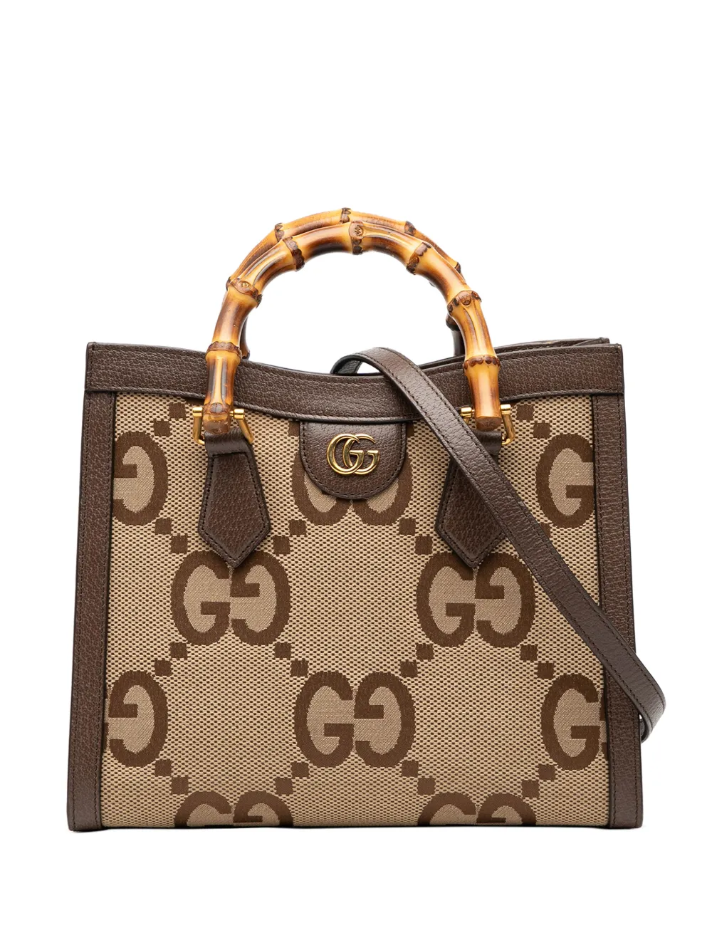 Gucci Pre-Owned Borsa a tracolla Diana mini piccola in tela Jumbo GG e bambù 2016-2025 - Marrone