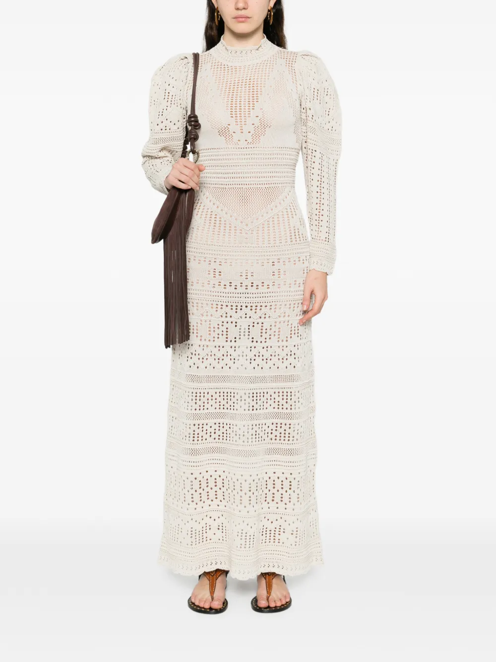 ISABEL MARANT Dione gebreide jurk met lange mouwen Beige