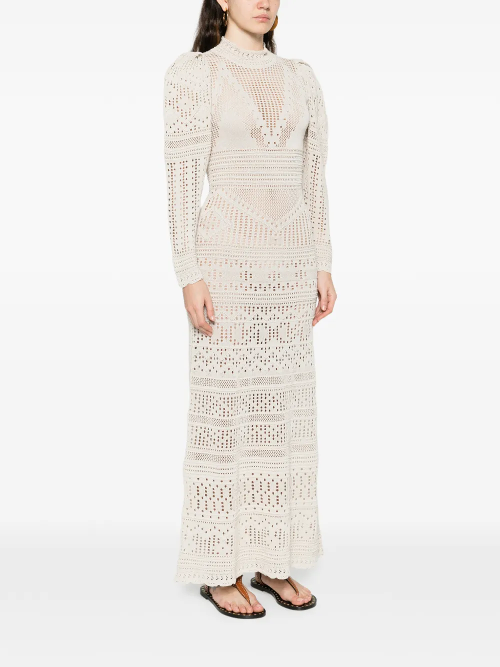 ISABEL MARANT Dione gebreide jurk met lange mouwen Beige