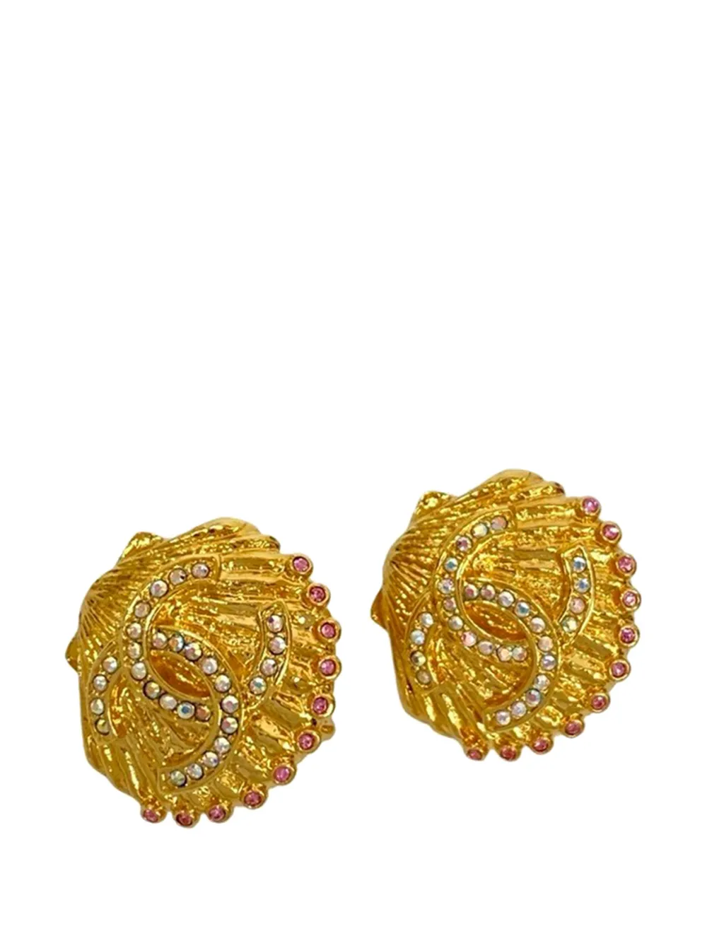 CHANEL Pre-Owned Orecchini a clip CC placcati oro con strass 2023