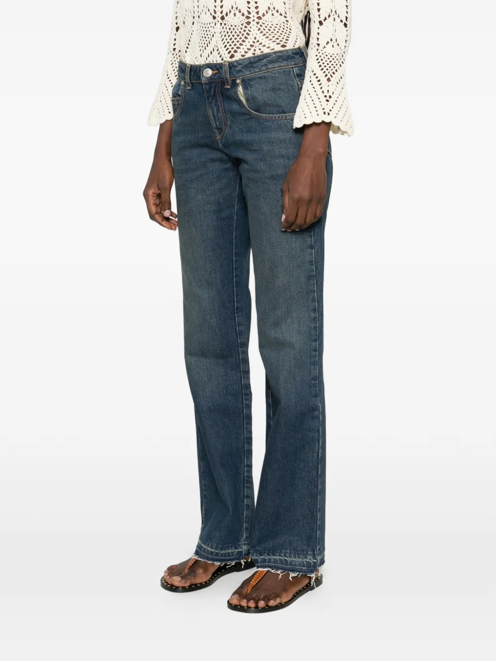  Isabel Marant Frayed-edges Denim Jeans - Blue 