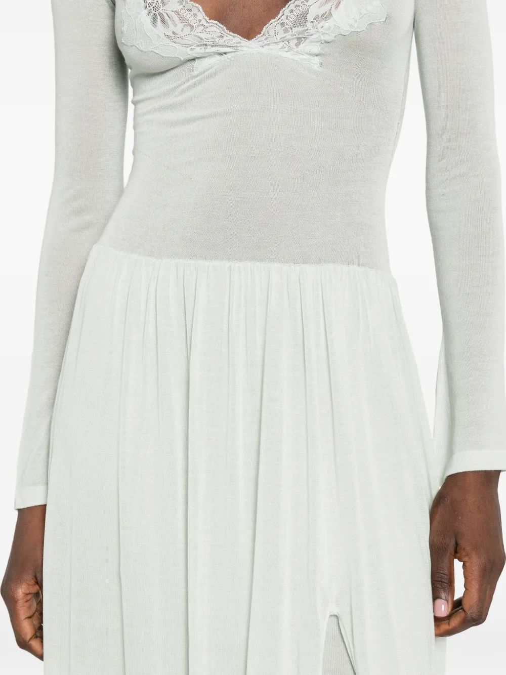 Aya Muse Maris maxi-dress met kanten afwerking Groen