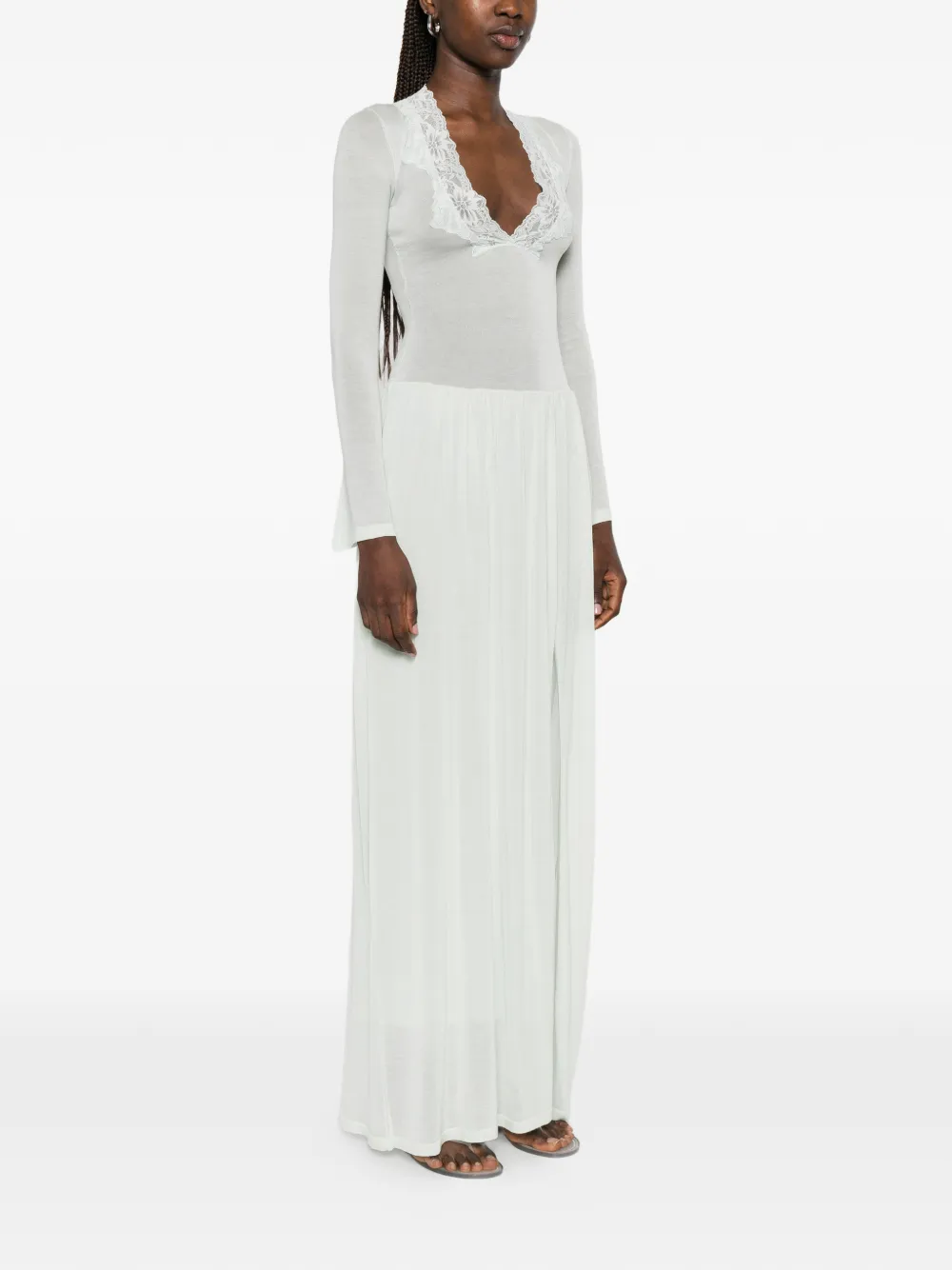 Aya Muse Maris maxi-dress met kanten afwerking Groen
