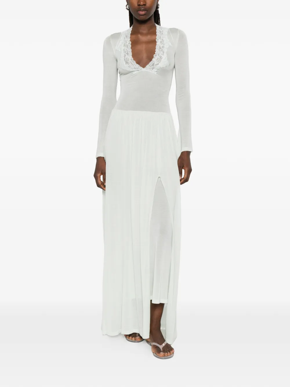Aya Muse Maris maxi-dress met kanten afwerking Groen