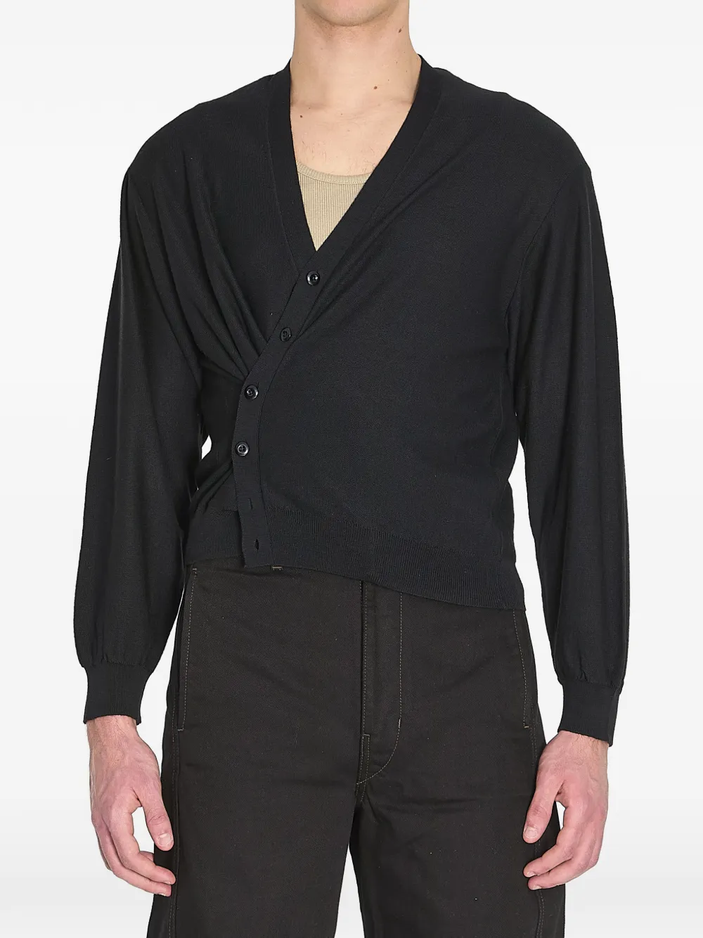 LEMAIRE twisted V-neck cardigan - Nero