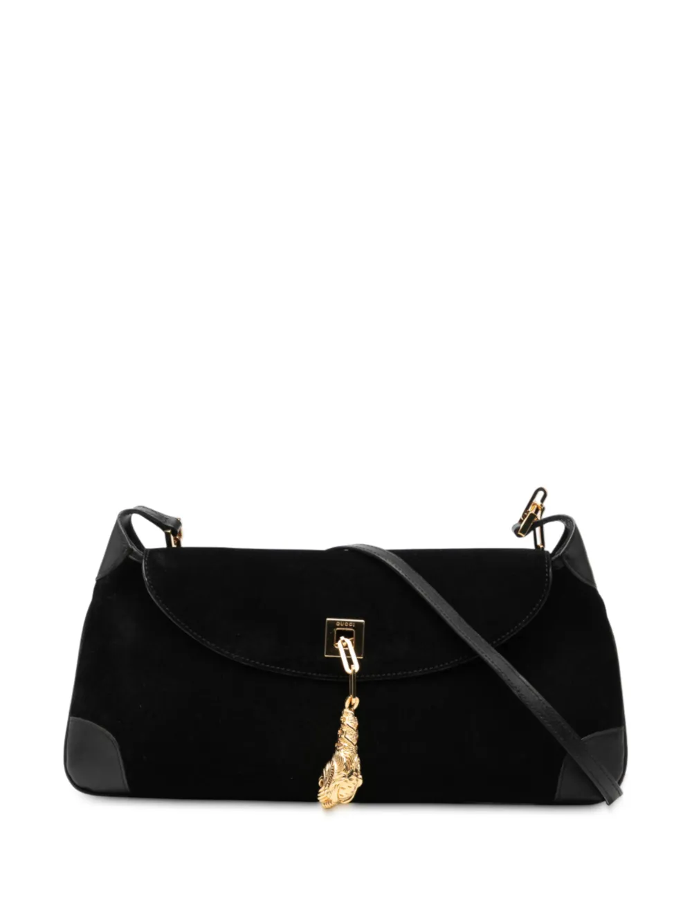 Gucci Pre-Owned 2000-2015 Suede Tiger Head shoulder bag - Nero