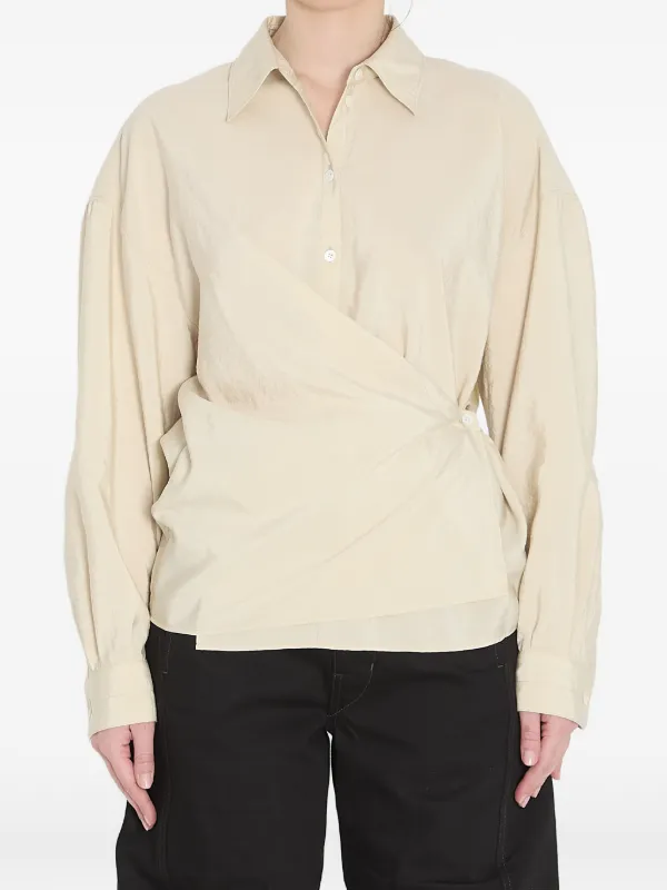 Lemaire Twisted Crinkled-effect Shirt in Neutrals