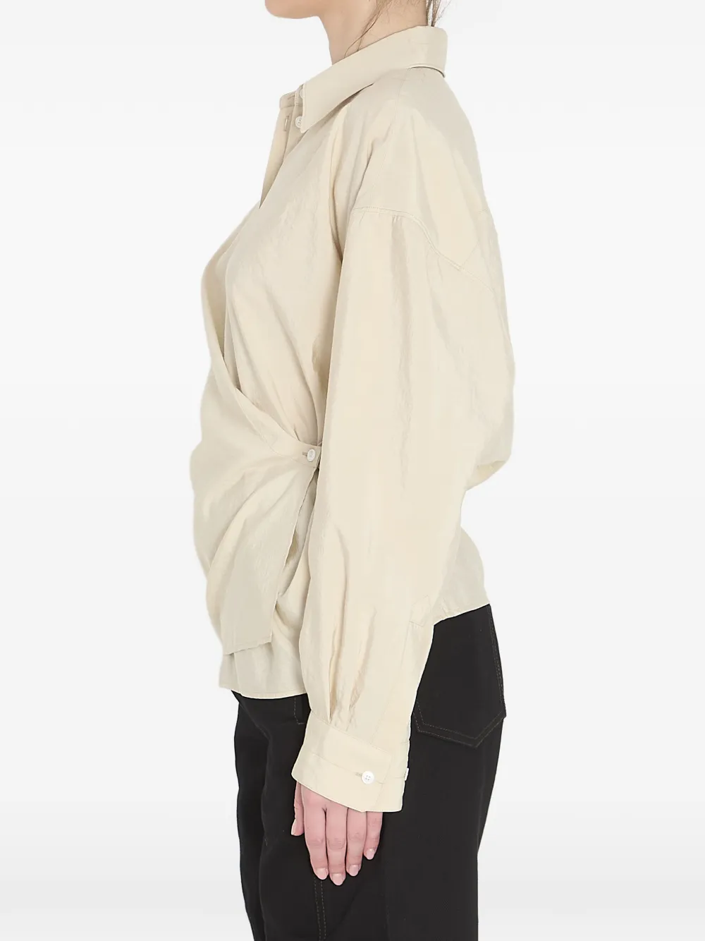 LEMAIRE Gedraaide blouse met gekreukt effect Beige