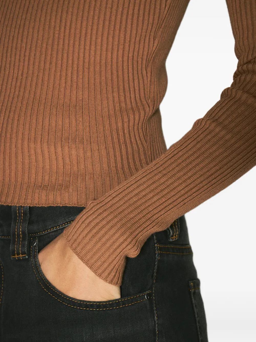 Y/Project Ribbed Top in Brown, view 4