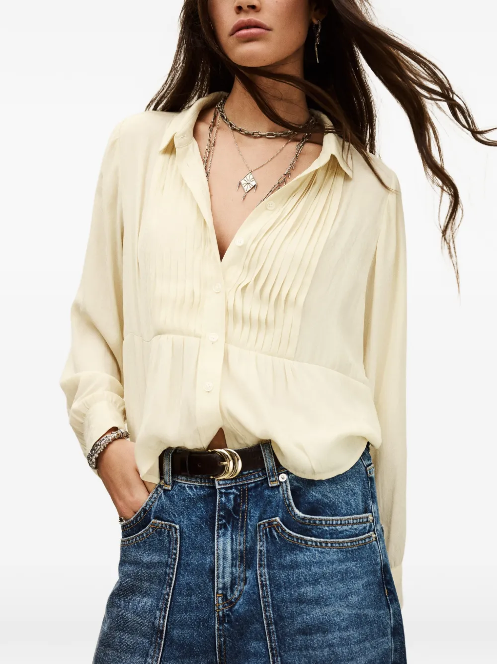Ba&Sh Riata blouse met ruchedetail Beige