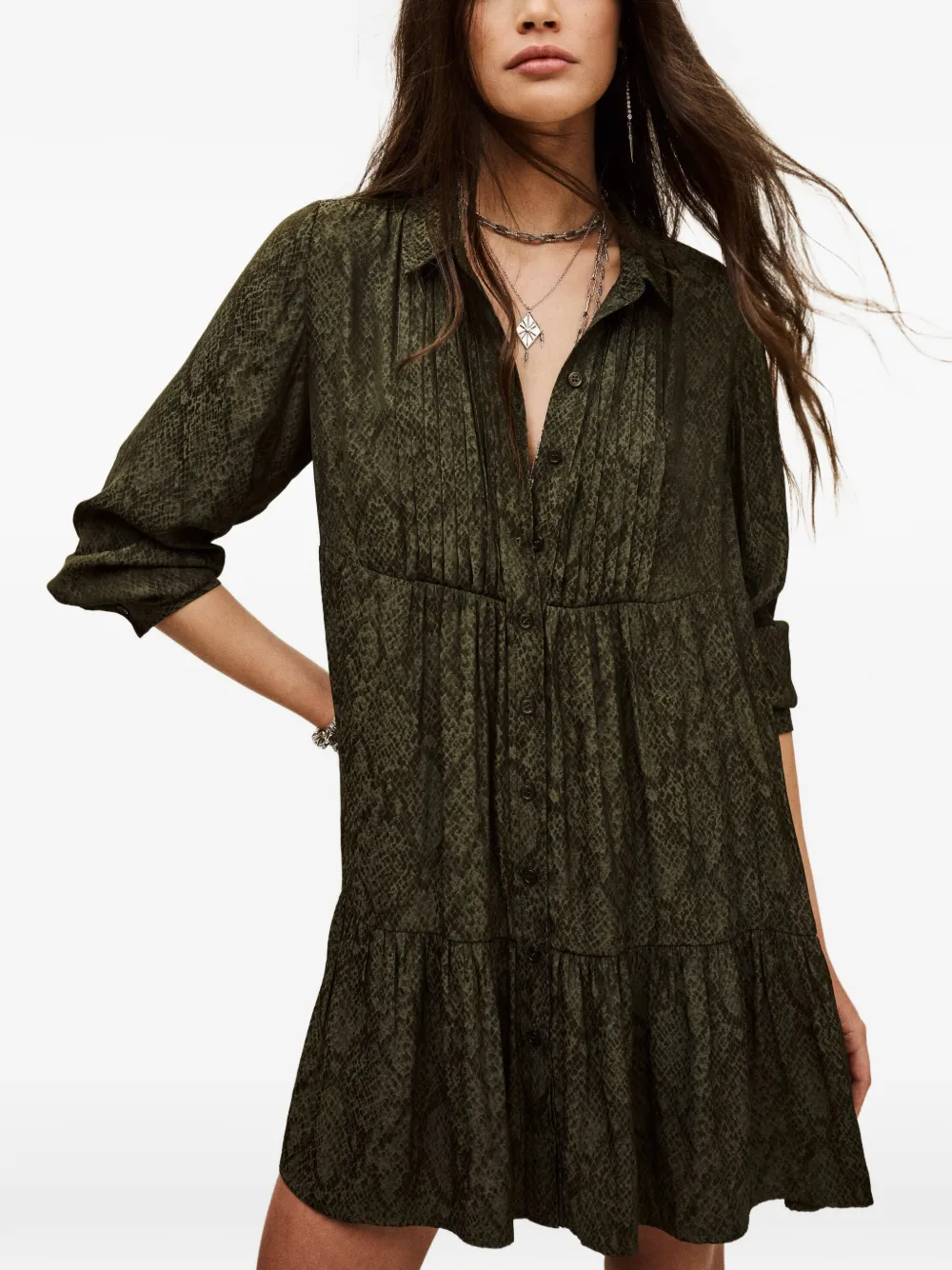  Ba&sh Rosyna Snake-pattern Mini Dress - Green 