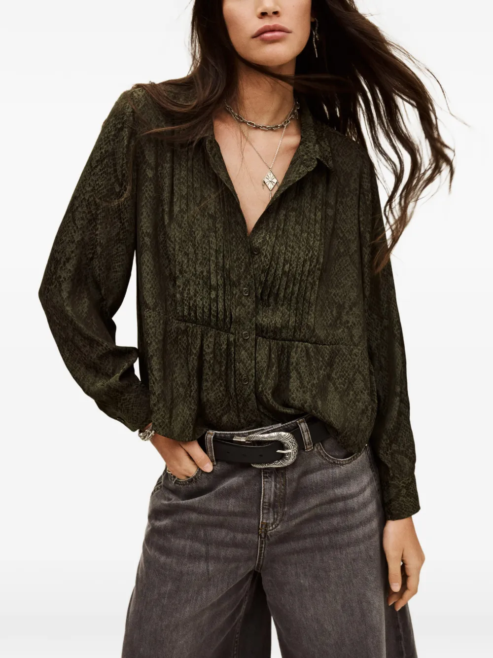 Ba&Sh Riata animal-pattern shirt - Verde