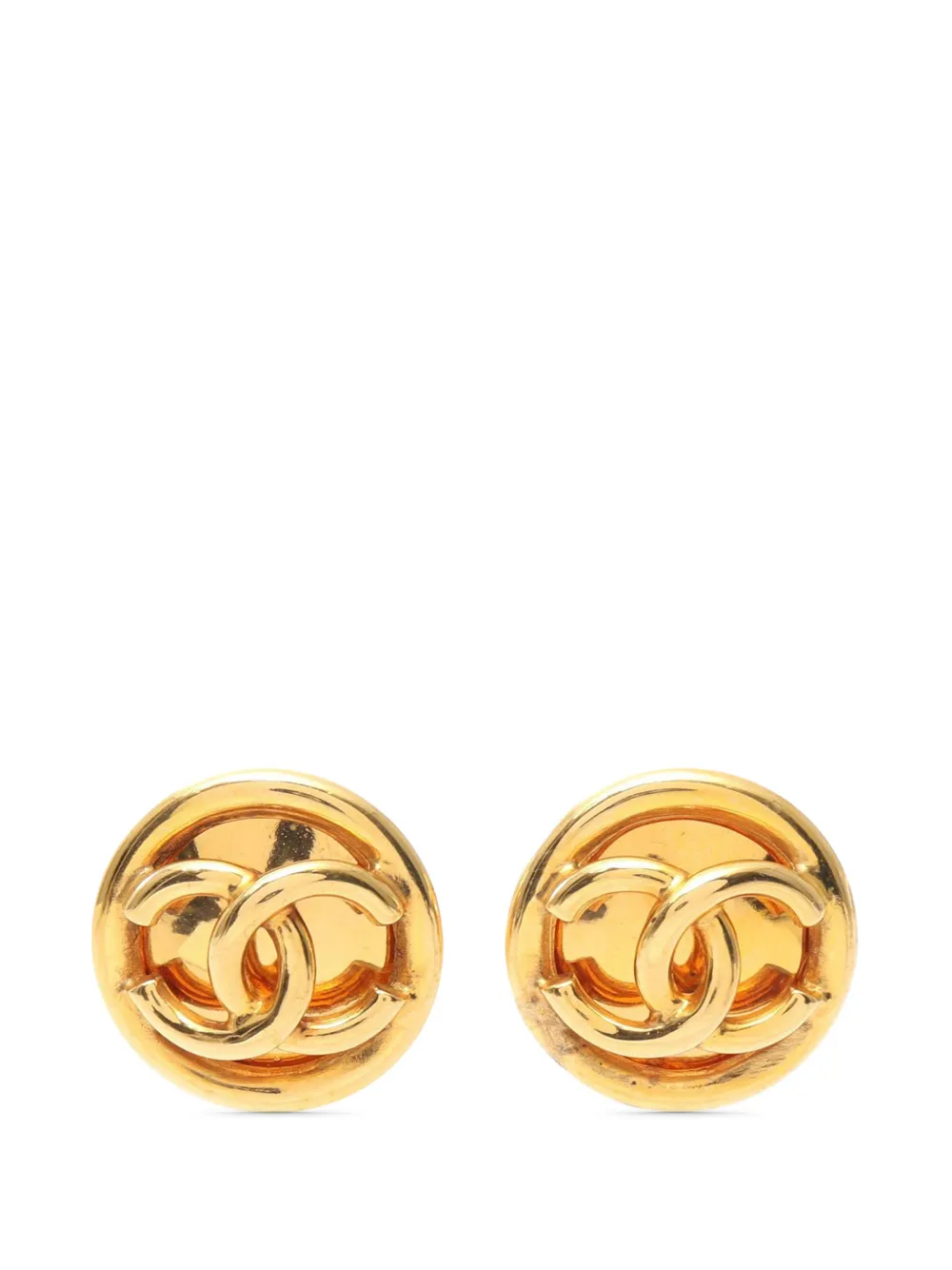 CHANEL Pre-Owned 1993 CC Gold Plated Button Clip On Earrings costume earrings - Oro