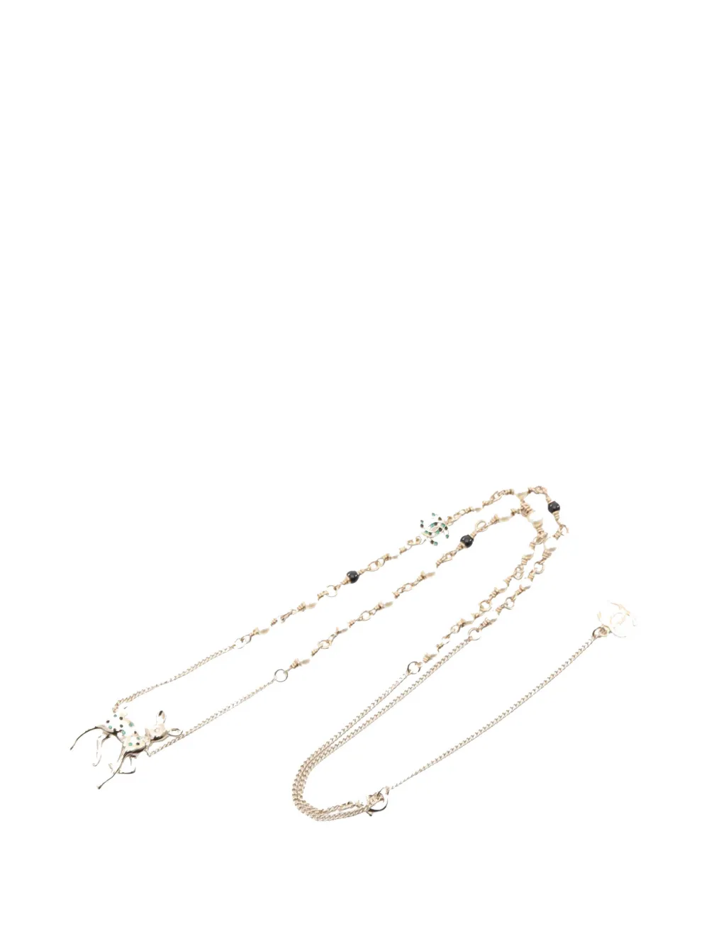 CHANEL Pre-Owned 2025 CC Gold Plated Rhinestone Deer Pendant Necklace costume necklace - Oro