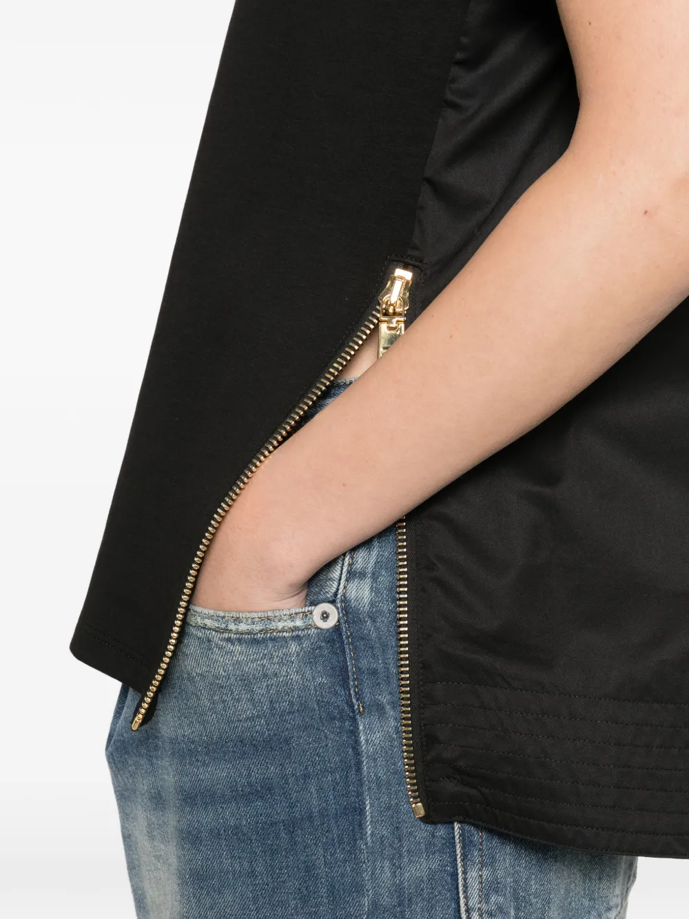 Elisabetta Franchi T-shirt met rits Zwart