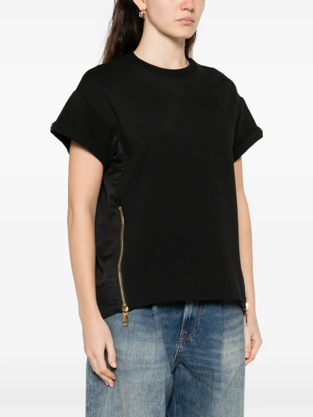Elisabetta Franchi T-shirt met rits Zwart