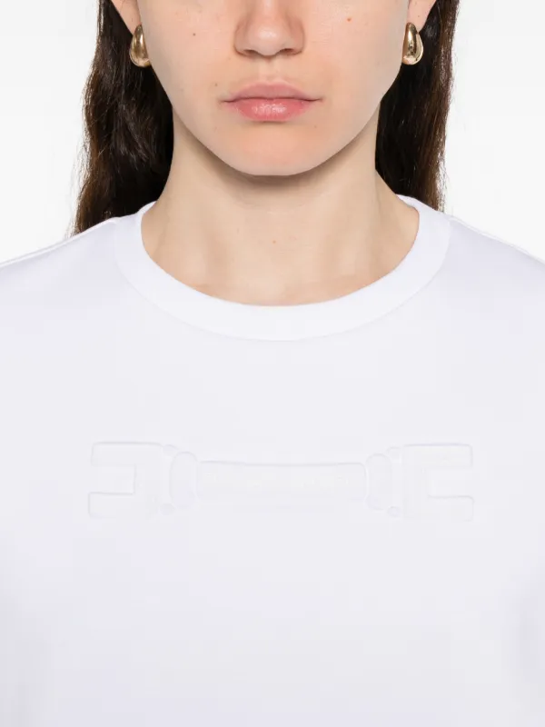 Elisabetta Franchi Embossed Zip T-shirt | White | FARFETCH JO