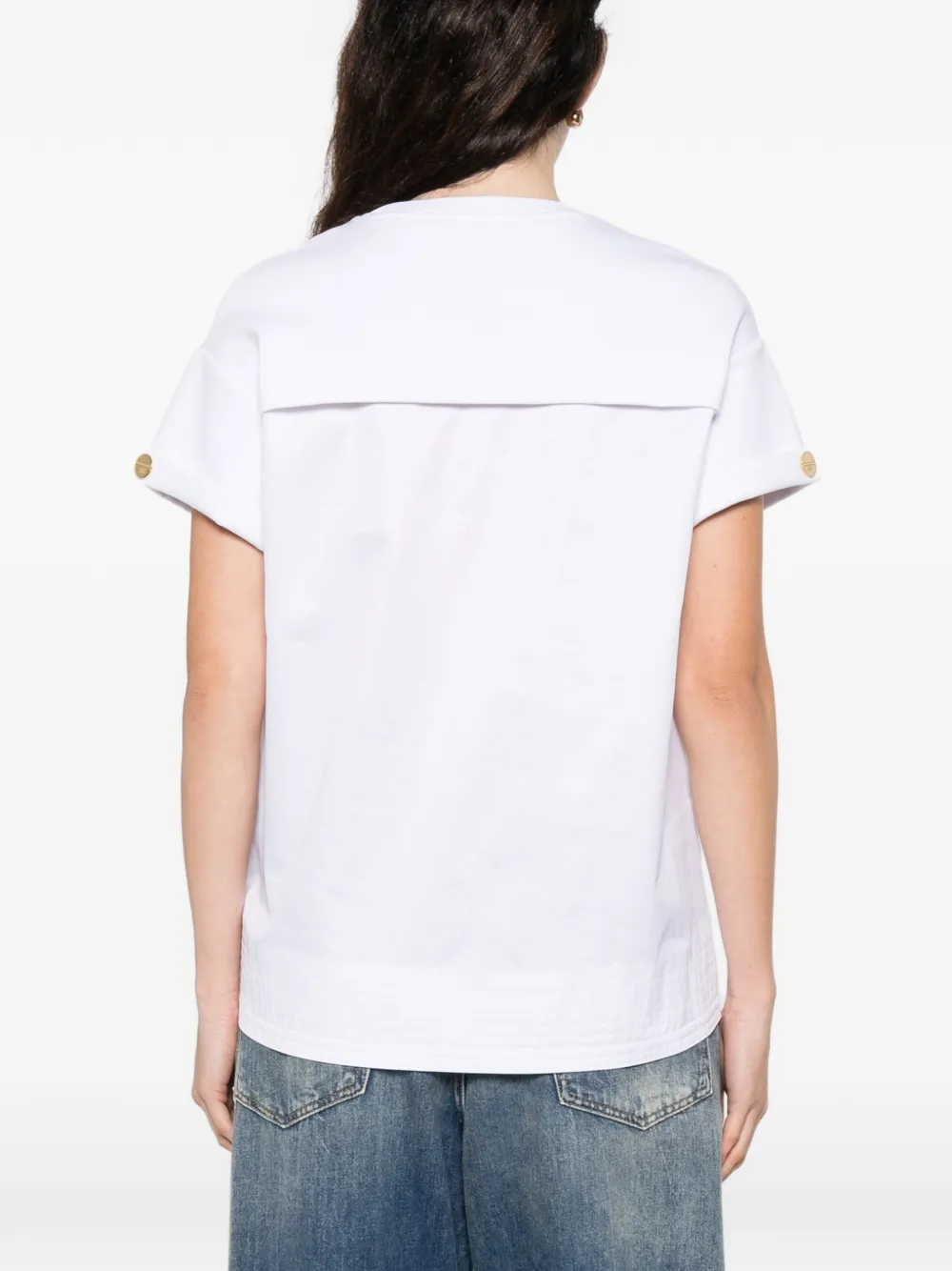 Elisabetta Franchi T-shirt met reliëf en rits Wit