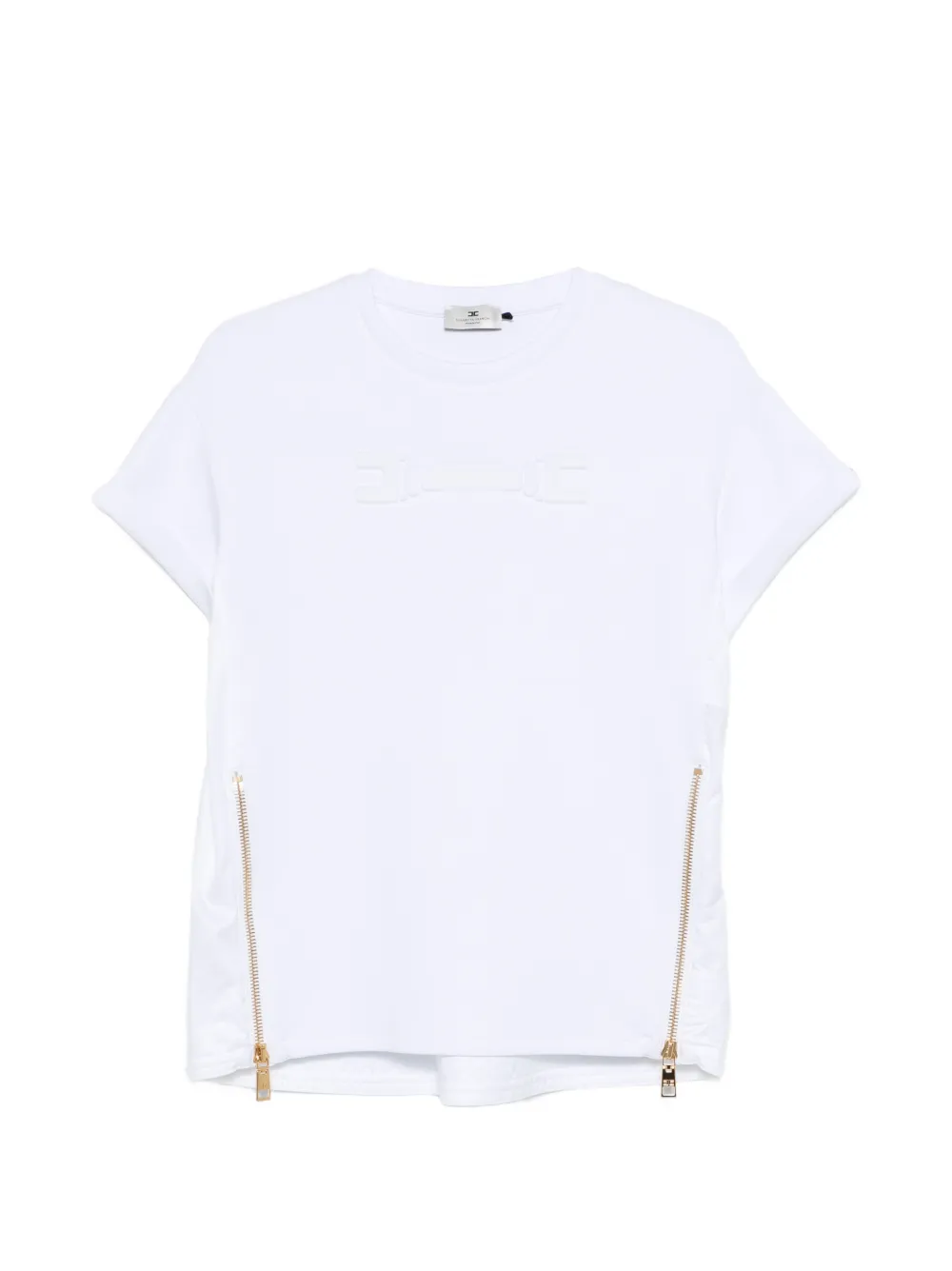 Elisabetta Franchi embossed zip T-shirt - Bianco