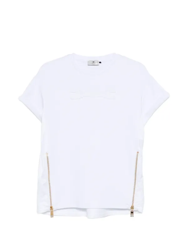 Elisabetta Franchi Embossed Zip T-shirt | White | FARFETCH JO