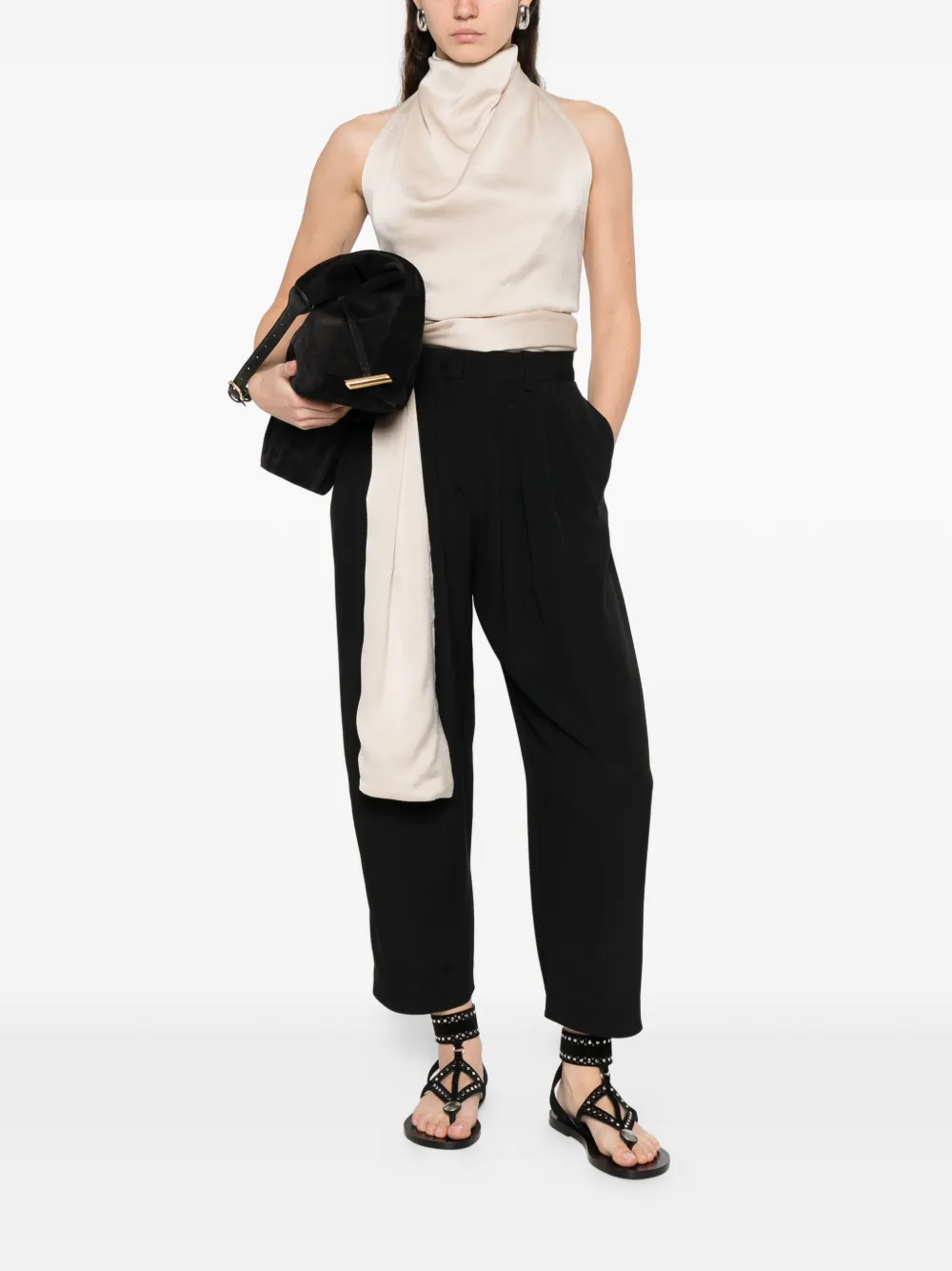 ISABEL MARANT Janice crêpe plooibroek Zwart