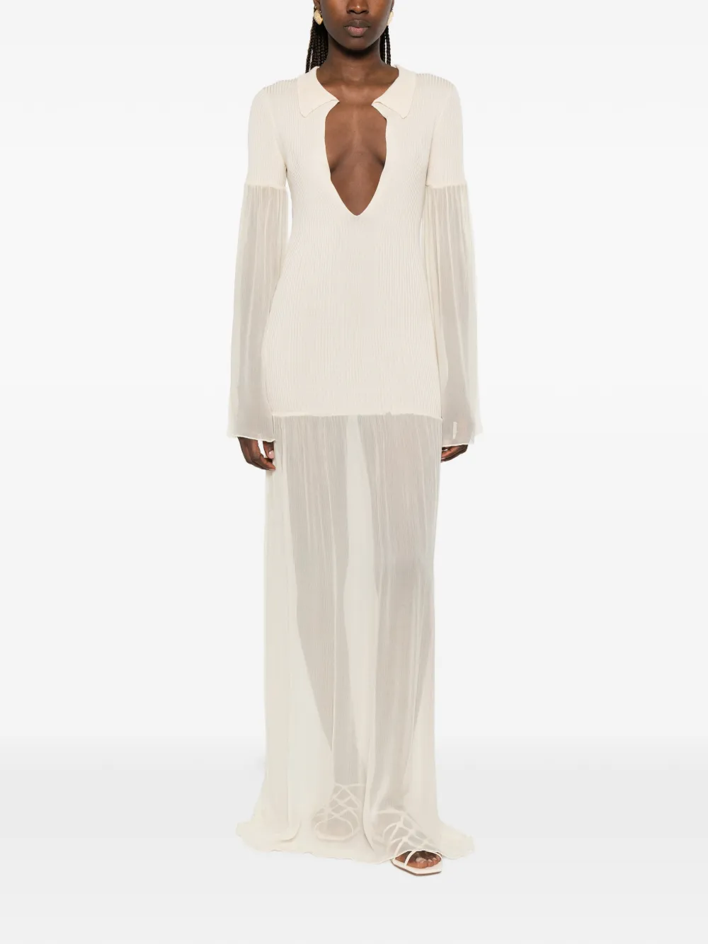 Aya Muse Calla maxi-jurk met ruches Beige