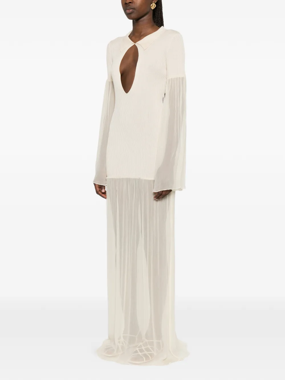 Aya Muse Calla maxi-jurk met ruches Beige
