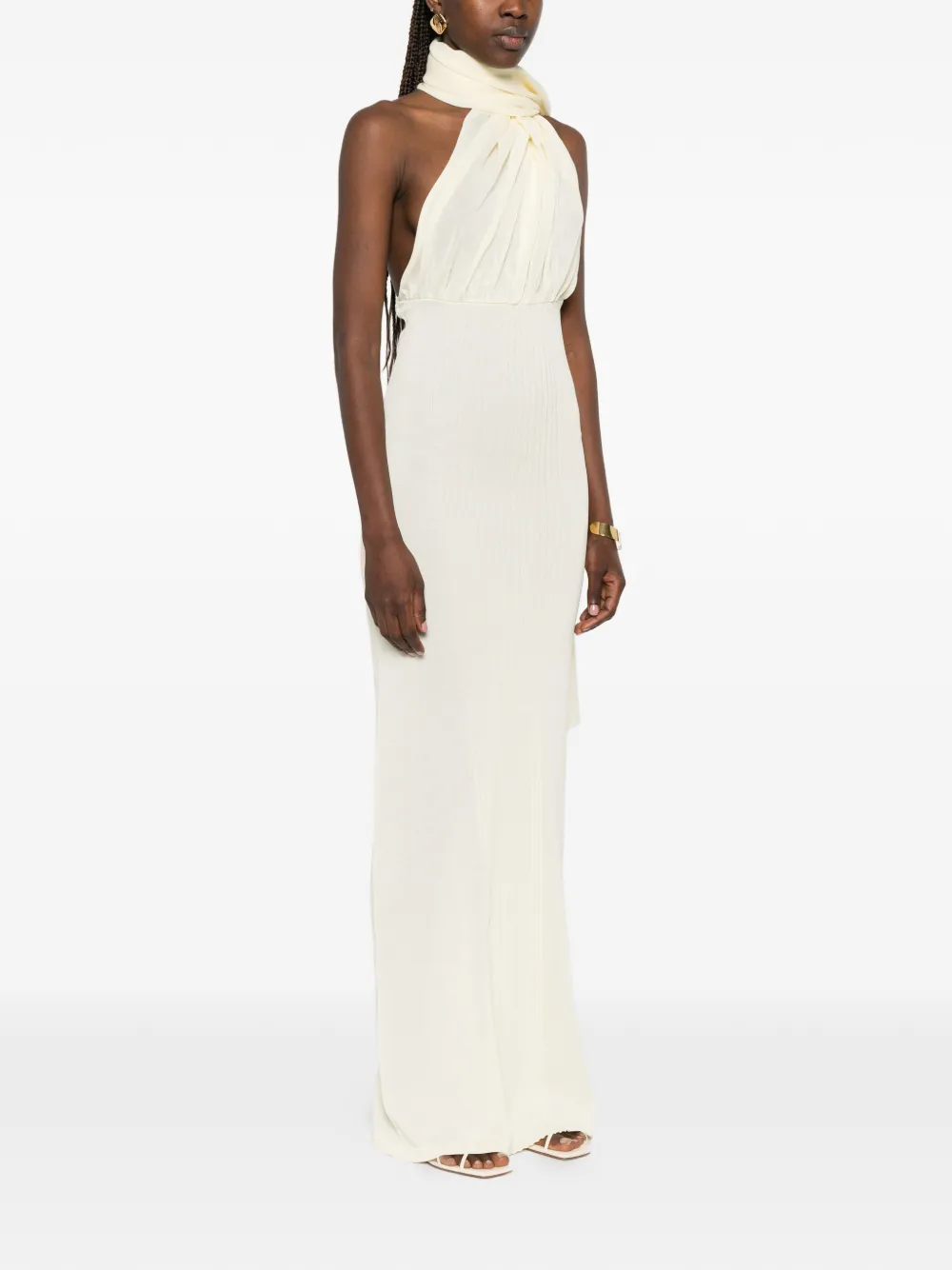 Aya Muse Thea maxi-dress met sjaaldetail Beige