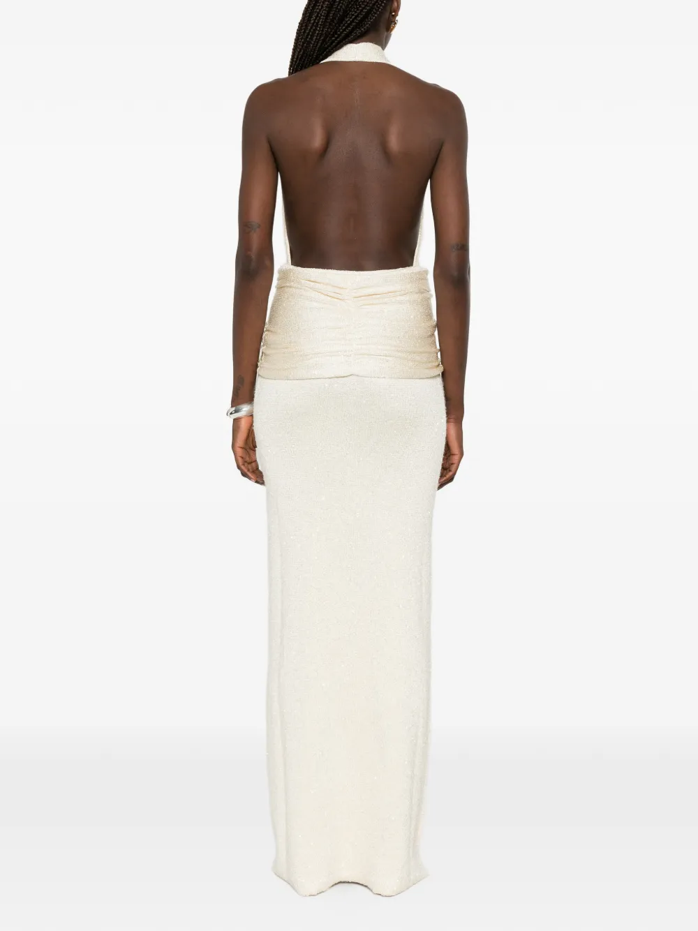 Aya Muse Sereia maxi-dress met geknoopte taille Beige
