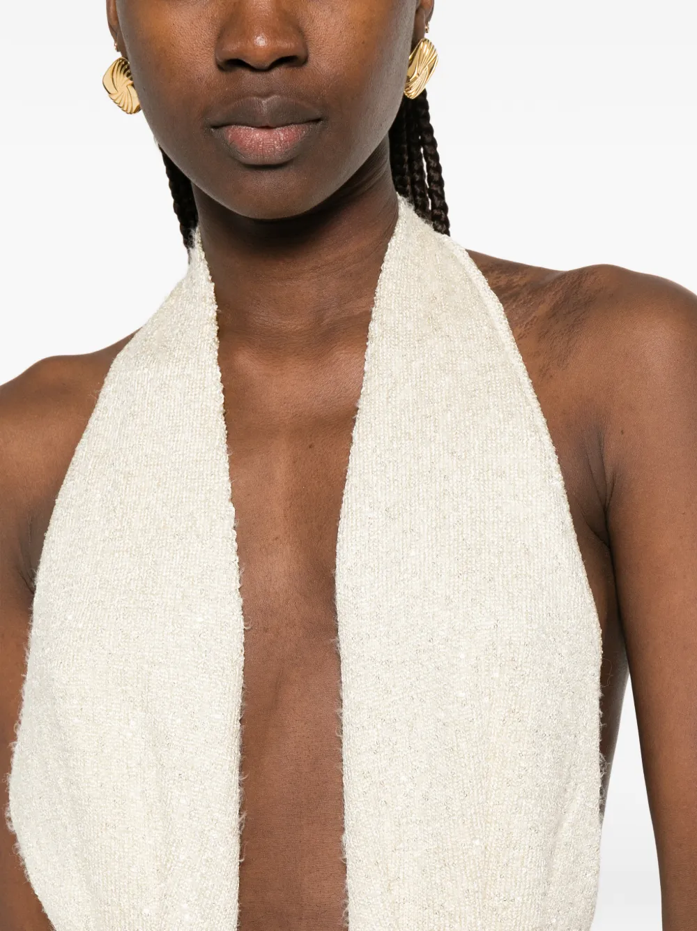 Aya Muse Sereia maxi-dress met geknoopte taille Beige