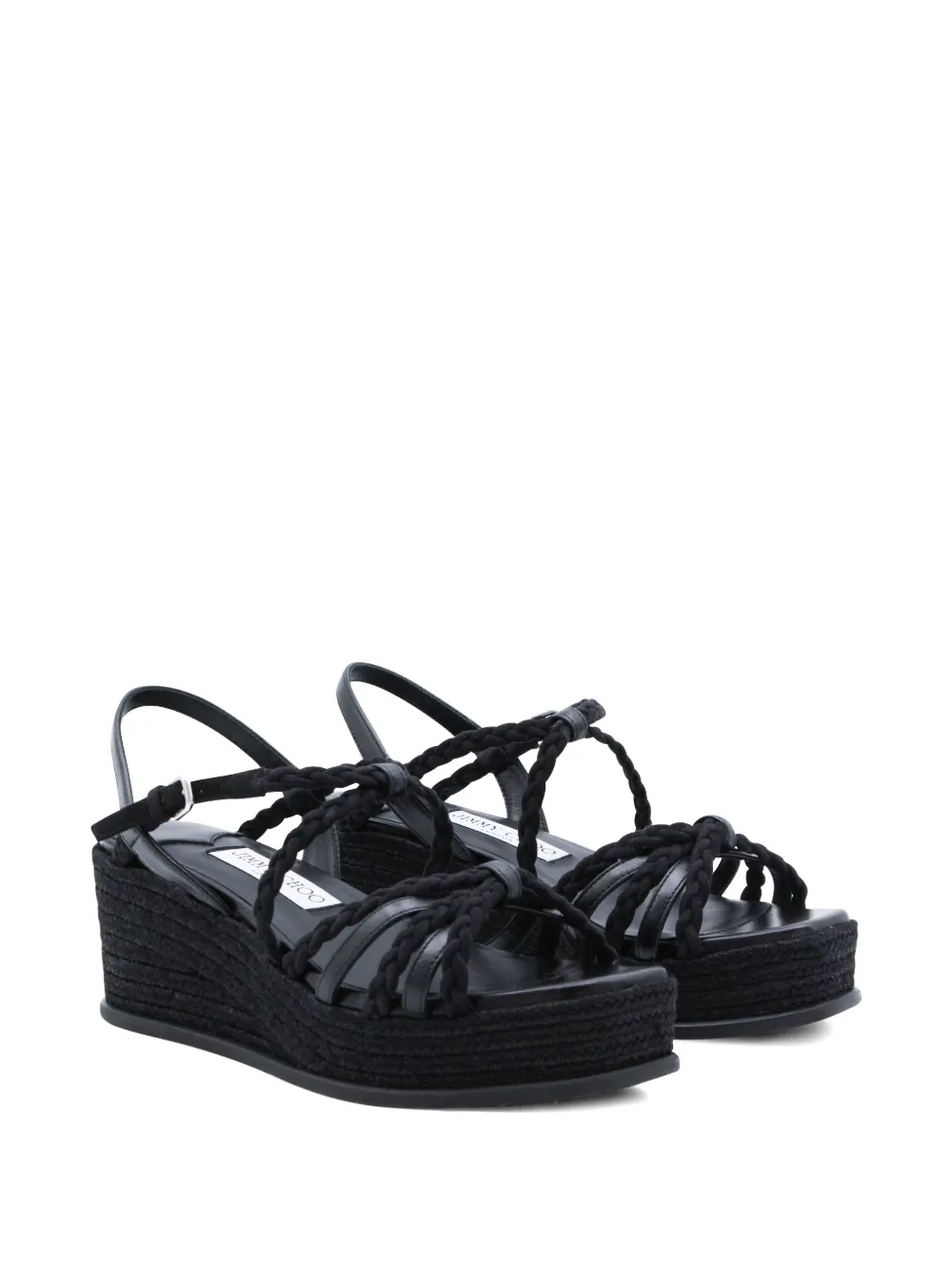 Jimmy Choo Nyra braided platform espadrilles Zwart