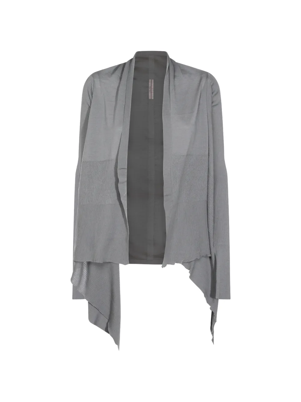 Rick Owens Ribbed-knit Asymmetric Cardigan In Gray