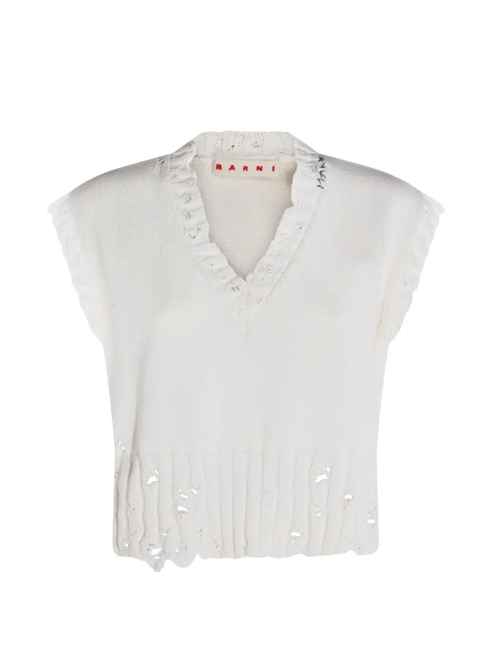 Marni V-neck distressed top - Bianco
