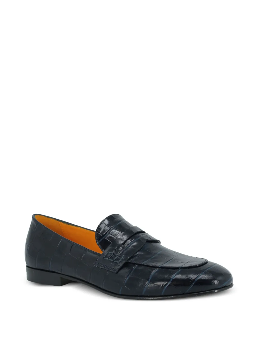 Madison.Maison Leren loafers met krokodillen-reliëf Blauw