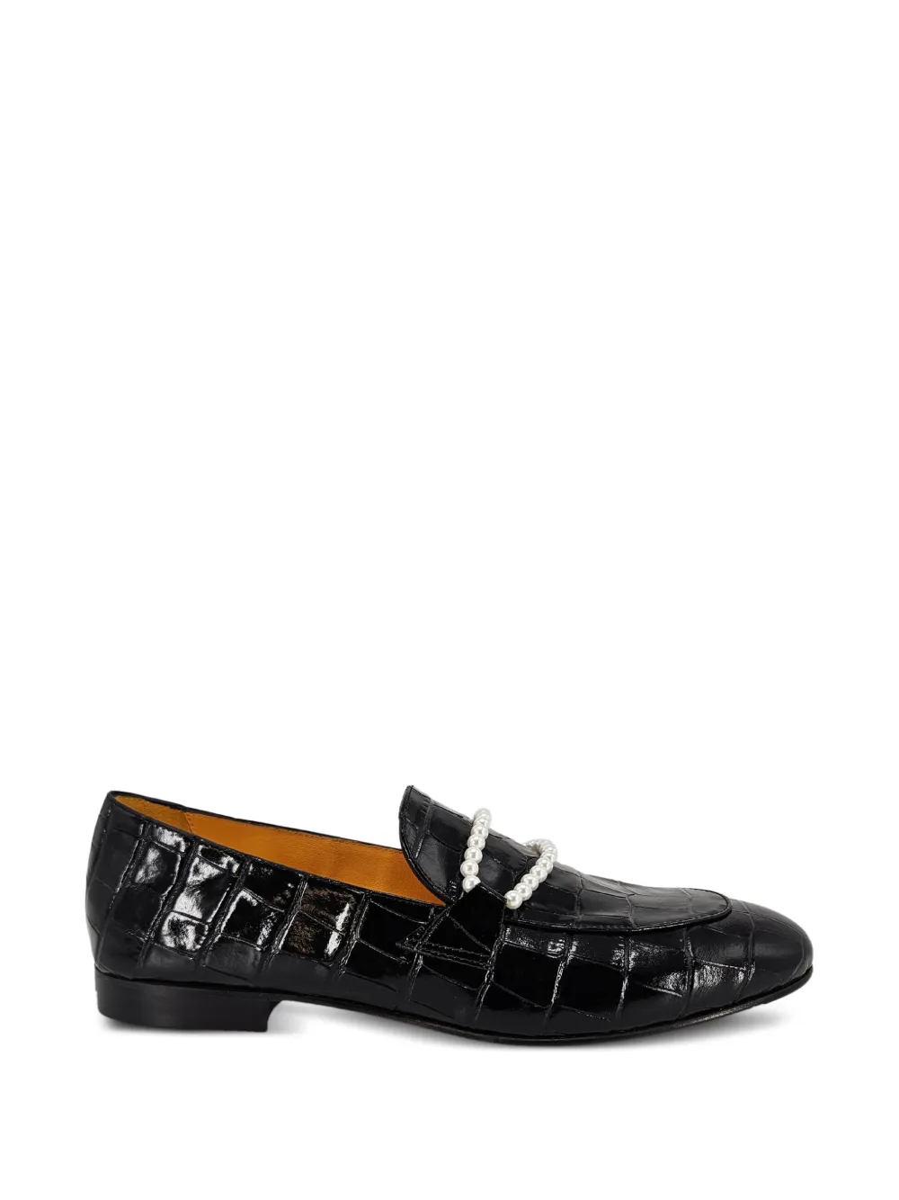Madison.Maison croc-embossed pear-embellishment loafers - Nero