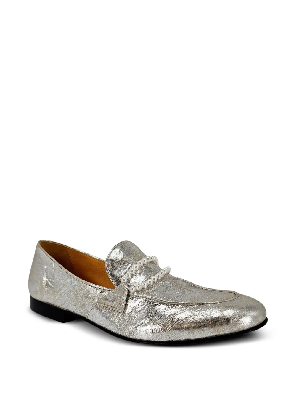 Madison.Maison Leren loafers verfraaid met parel Zilver