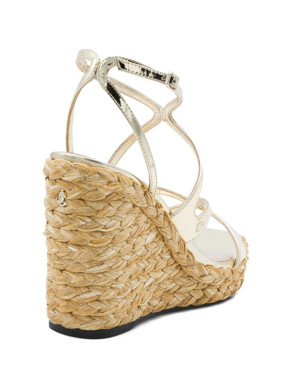 Jimmy Choo Ayla espadrilles met metallic bandjes en hak Goud